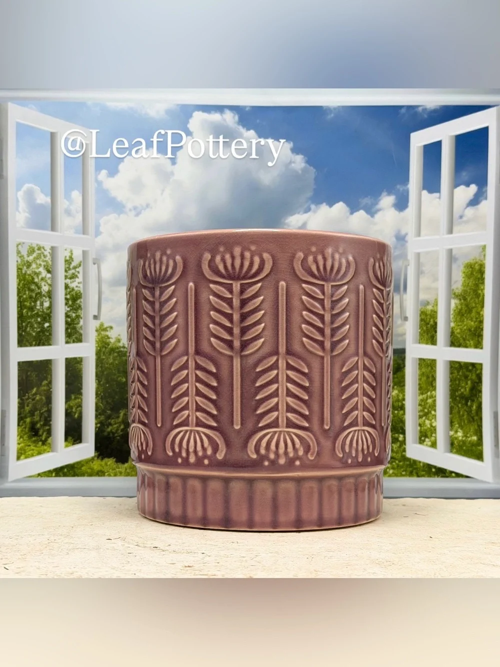 Handmade Mauve Ceramic Planter with Drainage Hole 6x6 | Terracotta Botanical Pot